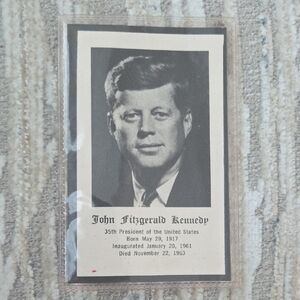 Vintage John F. Kennedy Memoriam Card - Black & White Portrait In Laminate
